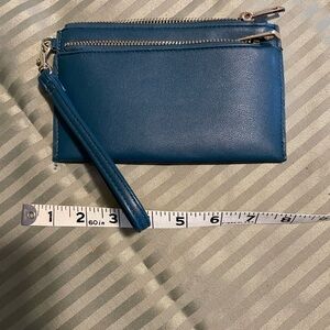 Blue Wristlet with Zipper Pockets
